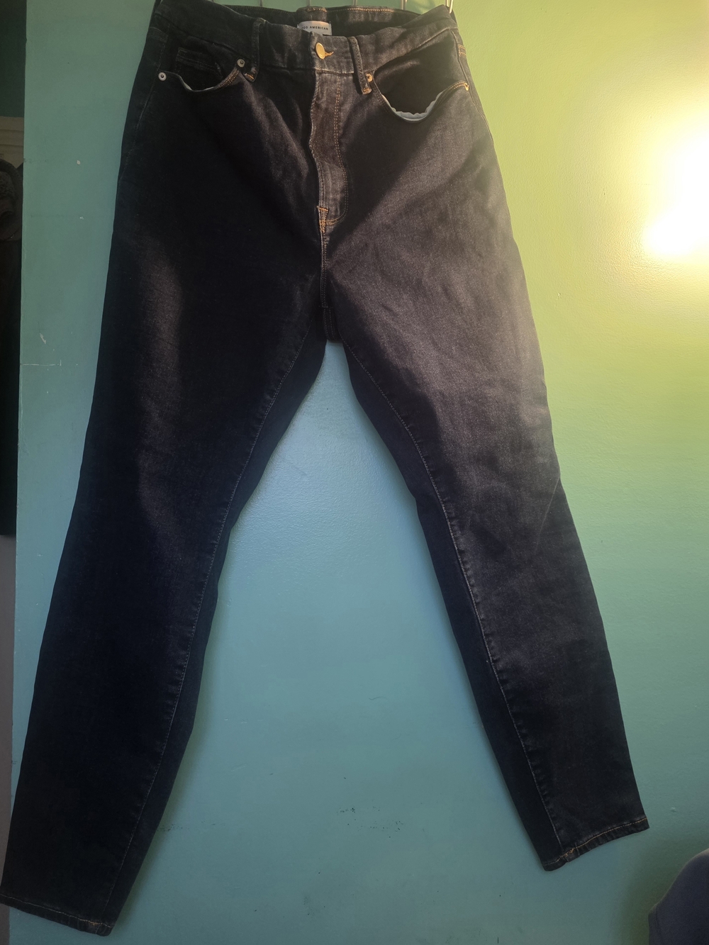 Good American Dark Wash Straight Leg Jeans